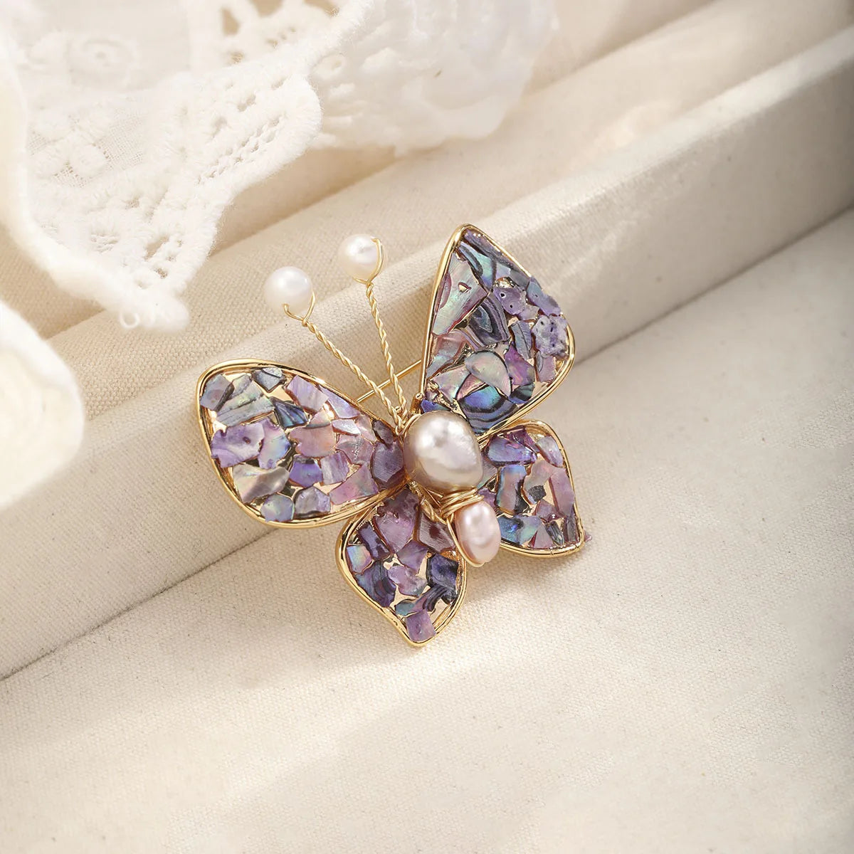 Fashion Abalone Shell Purple Butterfly Brooches for Girls Sweet Elegant Jewelry for Women Ladies China Factory Wholesale Bulk
