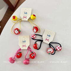 Cute Sweet Fruit Animals Scrunchies Fashionable Plaid Kawaii Hair Ties for Baby Girls and Kids Hair Accessories Stock