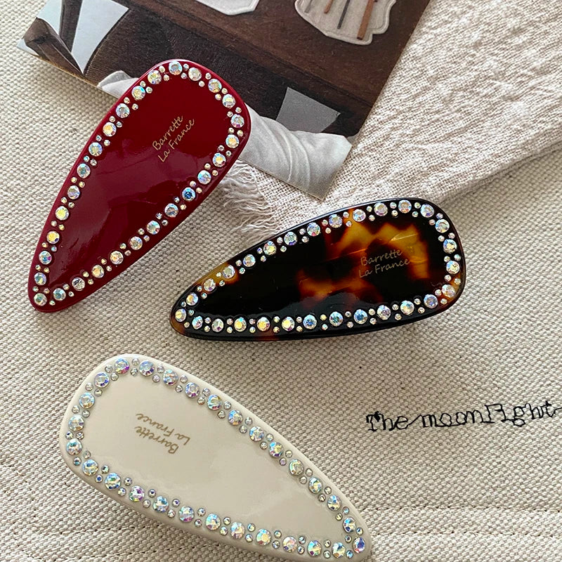 Exquisite Elegant Crystal Hair Clips Teardrop Shape Barrette French Fashion Hairpins Hair Accessories for Women Girls Wholesale