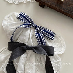 Bowknot Large Solid Color Plaid Hair Clips Grace Stylish New Design Handmade Hair Claws for Women Daily Street Use Accessories