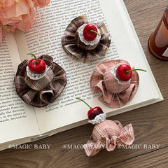 Cute Sweet Birthday Cake Inspired Fabric Hair Clips for Baby Girls Plaid Alligators Kids Hair Accessories Stock