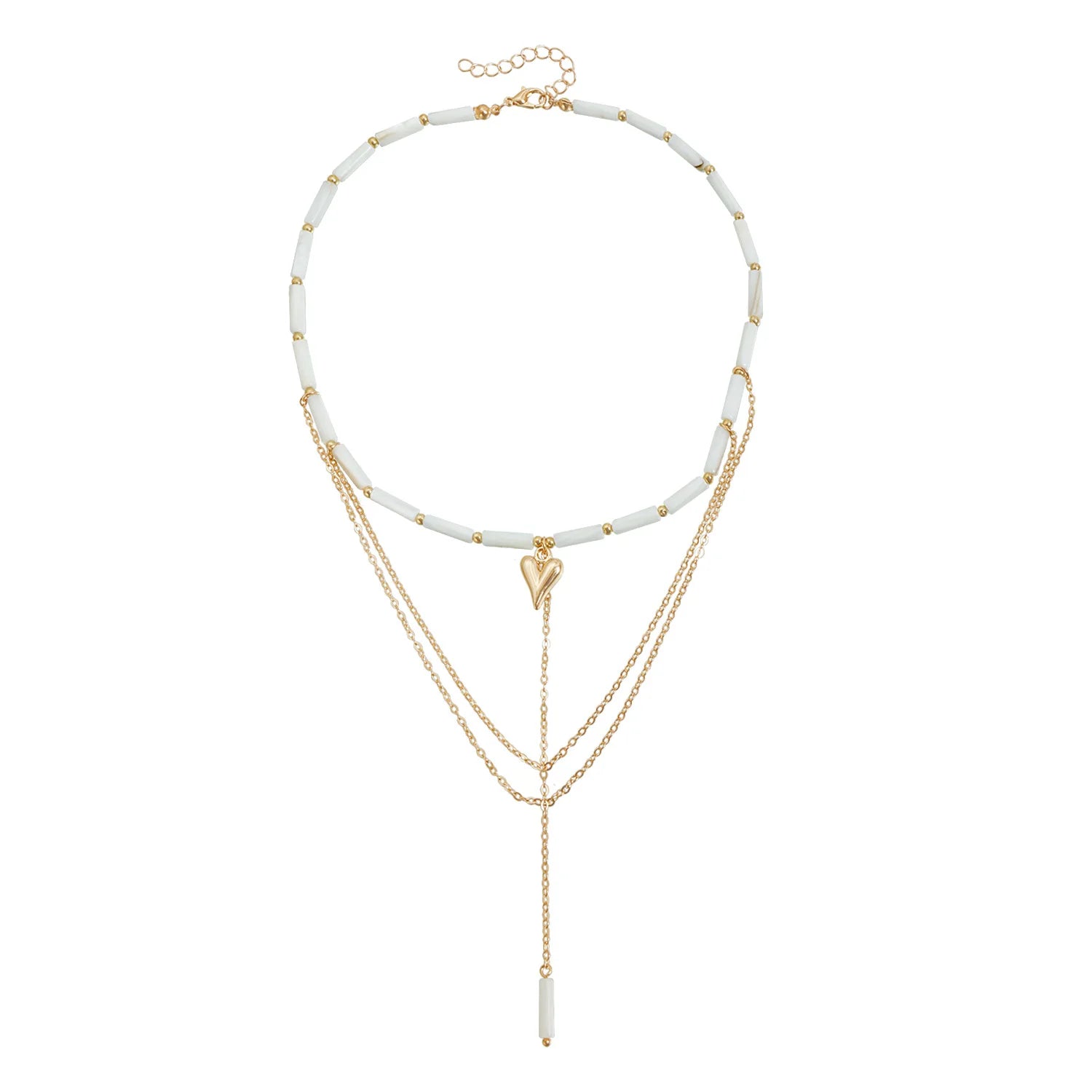 Fashion INS Style Heart Shaped Elegant Necklaces for Girls Sweater Chains Jewelry Sets Suits for Women Ladies Accessories