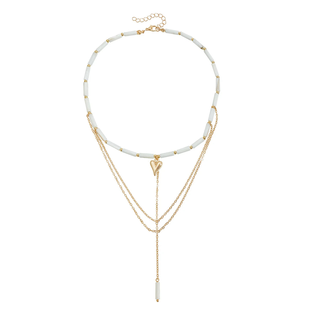 Fashion INS Style Heart Shaped Elegant Necklaces for Girls Sweater Chains Jewelry Sets Suits for Women Ladies Accessories