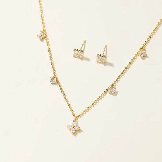 Fashion Trendy Stylish Refined Luxury Necklaces for Girls Sweet Stud Earrings Jewelry Sets for Women Ladies Accessories Chic