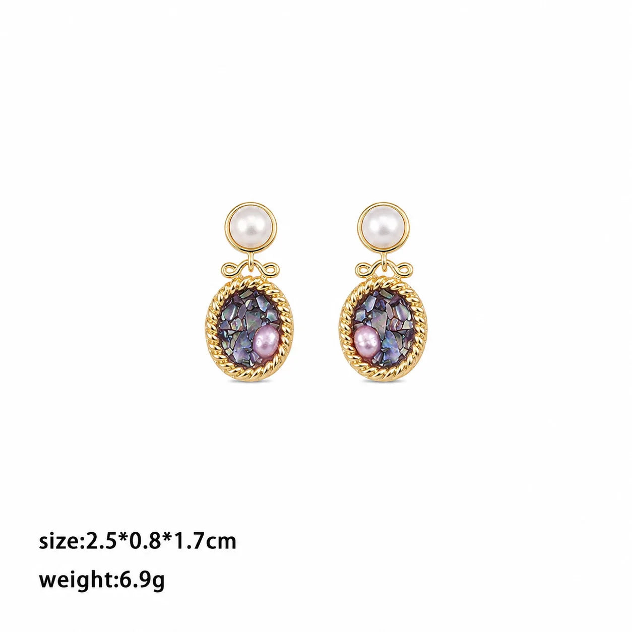Fashion Freshwater Pearl Crushed Shell S925 Silver Drop Earrings for Girls Vintage Jewelry for Women Ladies Wholesale Bulk