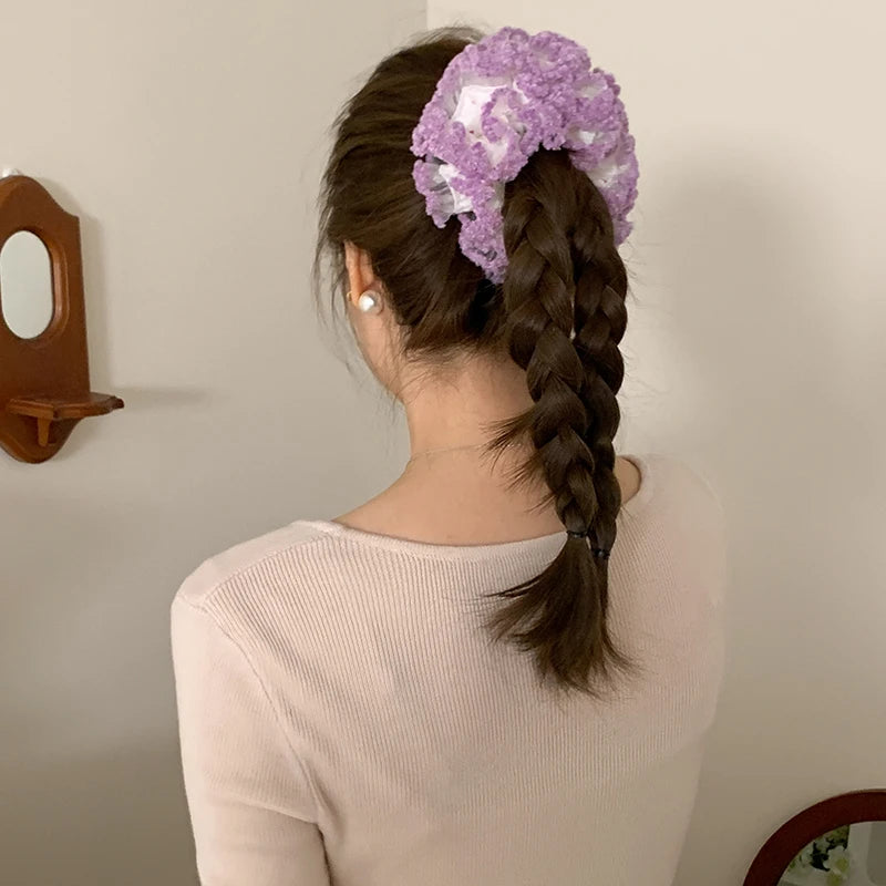 Fashion Sweet Elegant Multi Layer Scrunchies for Girls Graceful Cute Hair Ties for Women Ladies Hair Accessories in Stock