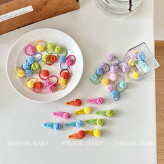 Mini Cute Kawaii Ball Hair Clips for Baby Girls Simple Snap Hair Accessories Solid Candy Color Sweet Style Alloy Fabric