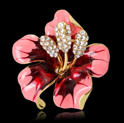 Fashion Flowers Glitter Sparking Brooches for Girls Glamorous Charms Pins Jewelry for Women Ladies Accessories New Design