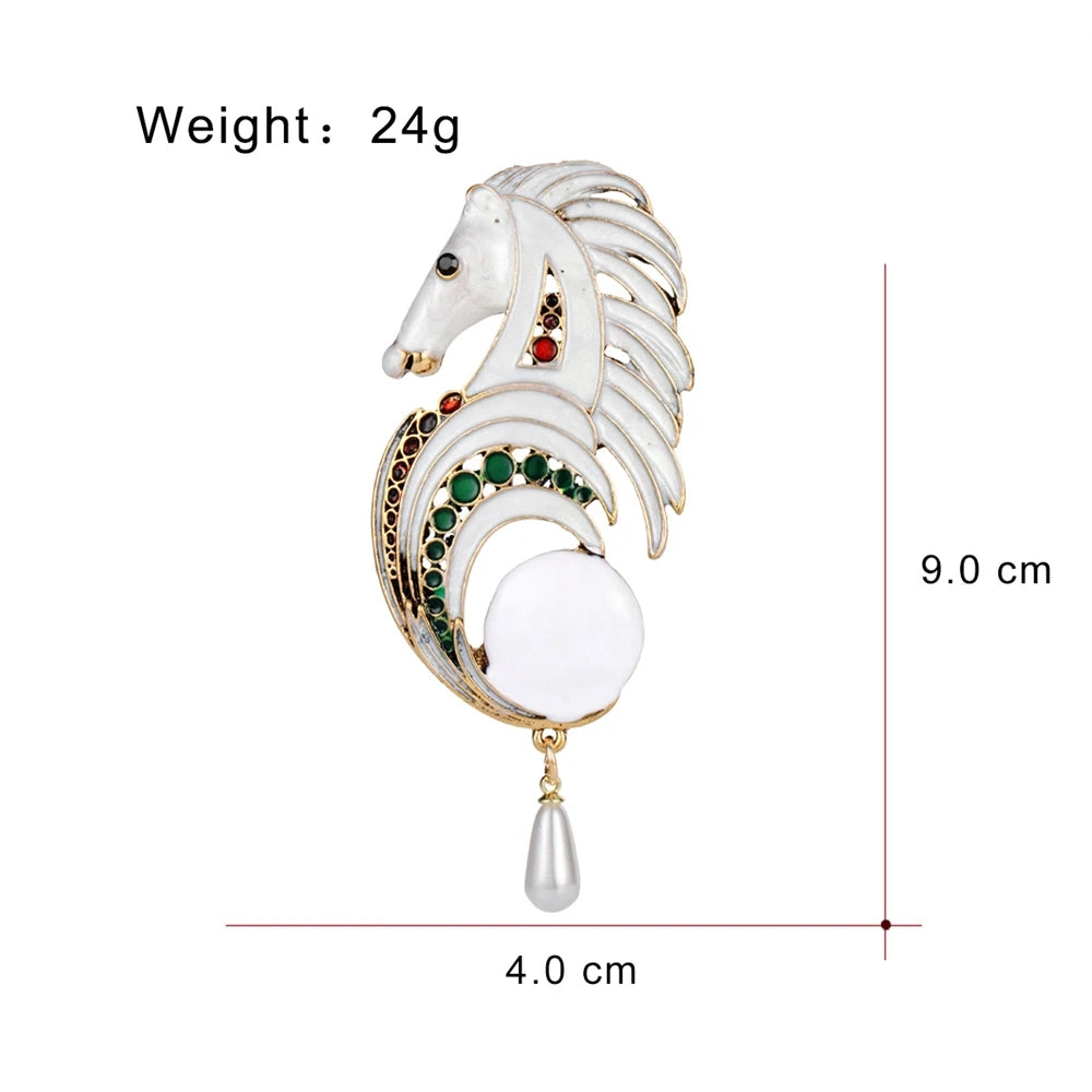 Fashion Animals Horses Sweet Trendy Brooches for Girls Elegant New Year Pins Jewelry for Women Ladies Accessories Wholesale