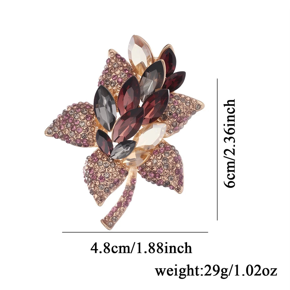 Fashion Bold Glitter Sparking Flower Brooches for Girls Sweet Floral Pins Jewelry for Women Ladies Accessories Chinese Supplier