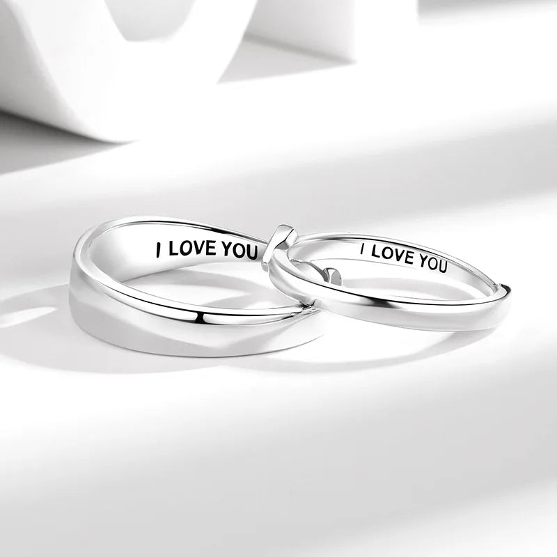 Korean-style Simple Heart-shaped Hollowed-out Rings Cute Gifts for Women Couple Wedding Ring Engagement Marriage Jewelry Bulk