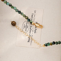 Women Brown Green Natural African Turquoise Jasper Copper Beads Necklace Fashion Vintage Charms in Stock Jewelry for Female