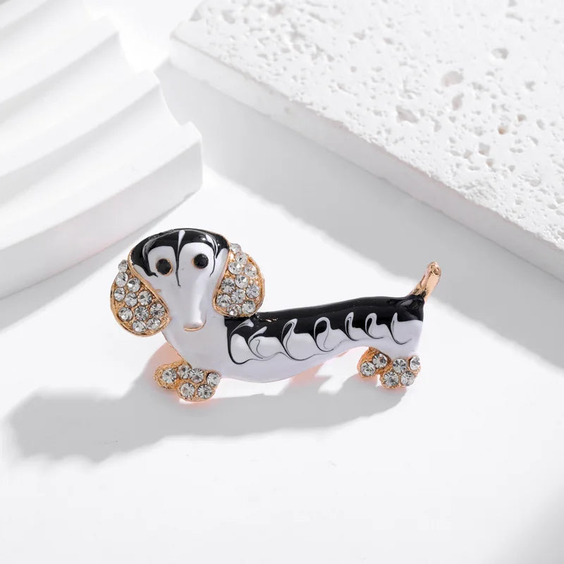 Fashion Cartoon Animals Cartoon Glitter Puppy Brooches for Girls Sweet Elegant Pins Jewelry for Women Ladies Accessories Dogs