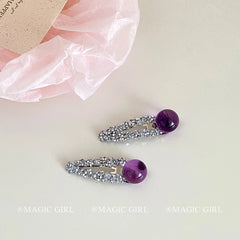 Women Rhinestone Multicolor Beads Snap Clips Fashion Sparking Sweet Simple Customized in Stock Hairpins Accessories for Daily