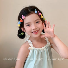 Mini Cute Kawaii Ball Hair Clips for Baby Girls Simple Snap Hair Accessories Solid Candy Color Sweet Style Alloy Fabric