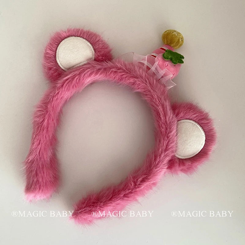 Sweet Cute Fashion Animals Bear Head Bands for Baby Girls Trendy Fluffy Kawaii Hair Bands for Kids Children Hair Accessories