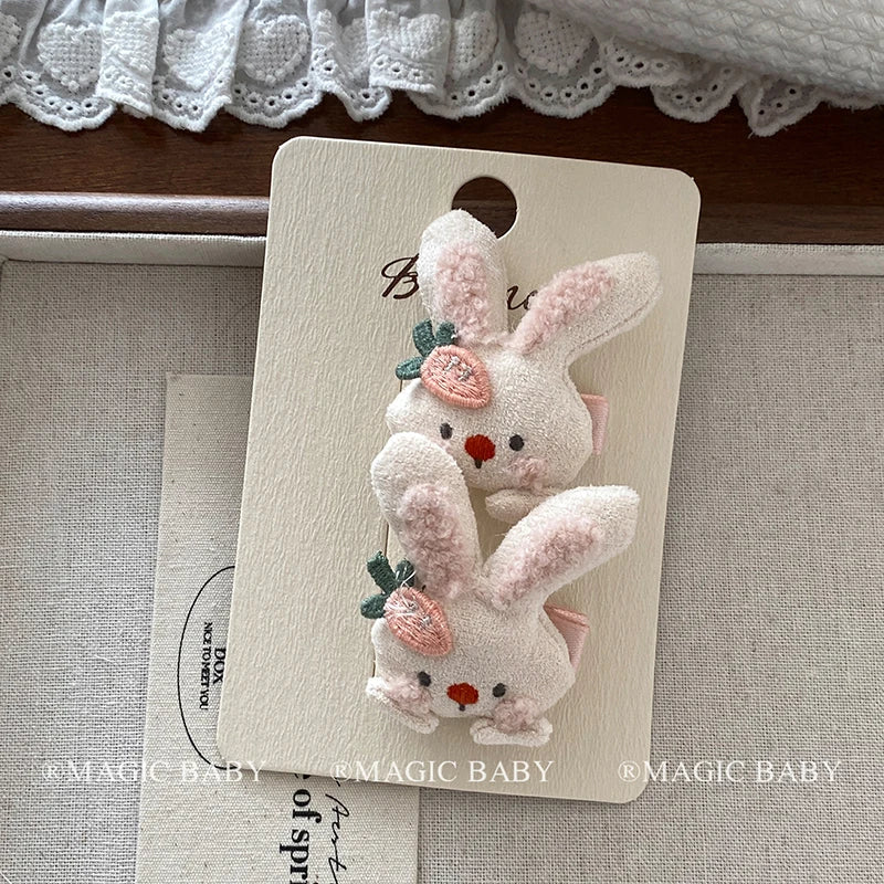 Cute Sweet Kawaii Animals Rabbit Scrunchies for Baby Girls Fashion High Elastic Hair Ties for Kids Children Hair Accessories