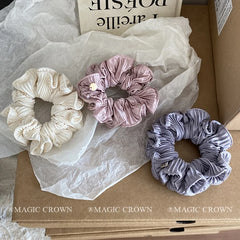 Elegant Solid Color Fabric Scrunchies Graceful Handmade Vintage Style Hair Ties for Women High Elastic Large Daily Use Accessory