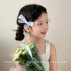 Solid Color Lace Bowknot Sweet Cute Hair Clips for Baby Girls Fashion Chic Alligators for Kids Children Hair Accessories Stylish