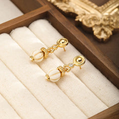 Fashion Copper 18K Gold Plated Drop Earrings for Girls White Zircon Jewelry for Women Ladies Wholesale China Manufacturer