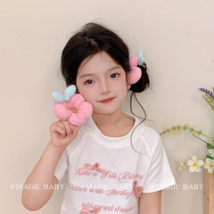 Fashion Solid Color Cute Sweet Bowknot Scrunchies for Baby Girls Kawaii Elegant Hair Ties for Kids Hair Accessories in Stock