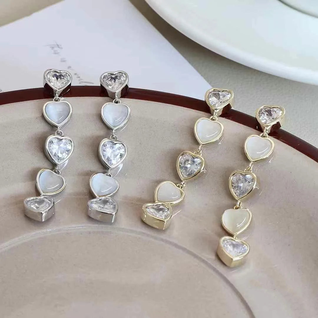 Girly Aesthetic Heart Star Shape Medium Drop Earring Fashion Glitter Sparking Glamorous Wholesale Jewelry Accessories for Daily