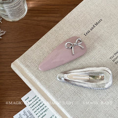 Solid Color Chic Snap Hair Clips for Baby Girls Cute Bowknot Star Design Alloy Carton Fashionable Child Hair Accessories