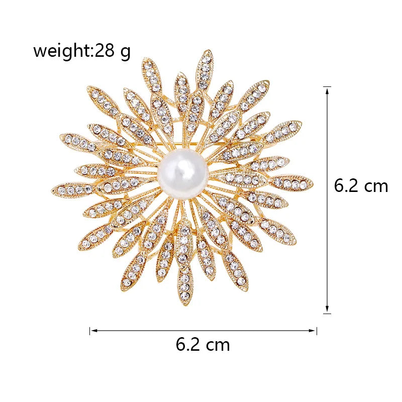 Fashion Glitter Flowers Floral Sweet Brooches for Girls Trendy Stylish Glamorous Pins Jewelry for Women Ladies Accessories
