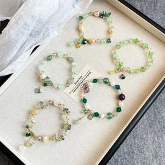 Women Green Pink Pearl Beads Bracelet Factory Price Low MOQ Fresh Charms in Stock Jewelry for Female Causal Daily Travelling