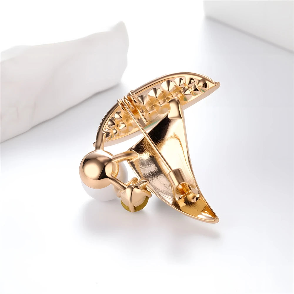 Fashion Boat Glitter Elegant Simple Brooches for Girls Sweet Imitation Pearl Pins Jewelry for Women Ladies Accessories Hot Sale
