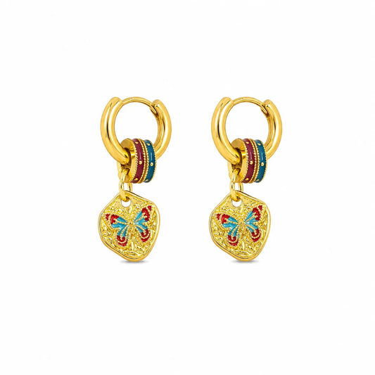 Female Heart Shape Natural Stone Beads Enamel Necklace Earring Fashion Vintage Low MOQ Jewelry Sets for Women Daily Causal