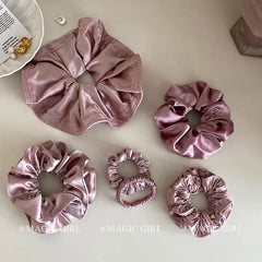 Women Minimalistic Solid Color Pink Large High Elastic Scrunchies Sweet Fashion ELegant in Stock Hair Ties Accessories for Daily