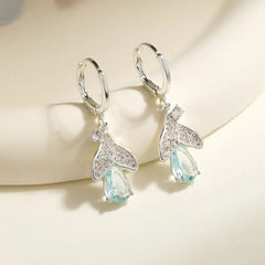 Luxurious Glitter Ocean Star Sparkle Drop Earrings for Girls Rhinestone Butterfly Jewelry for Women Ladies Accessories Princess