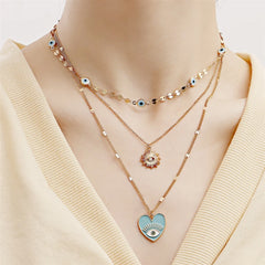 Fashion Heart Shaped Layered Wearing Necklaces for Girls Sweet Elegant Jewellry for Women Ladies Accessories Chinese Supplier