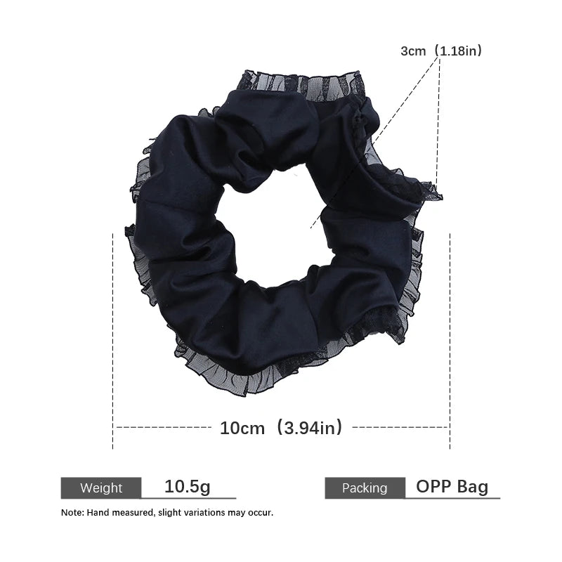 Simple Lace Elegant Solid Color Scrunchies for Girls Elegant French Style Hair Ties for Women Ladies Hair Accessories Chic