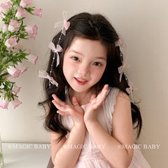 Sweet Cute Bowknot Imitation Pearl Hair Clips for Baby Girls Princess Style Alligators for Kids Children Hair Accessories