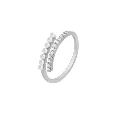 Double-layer Imitation Pearl Rings for Women Japanese Sweet Light Luxury Fashionable Rings Dainty Elegant Jewelry Accessories