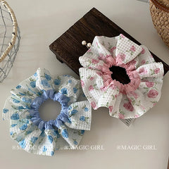 Hot Sale Flower Decorative Large Scrunchies Fashion Elegant Beauty Wholesale in Stock Hair Ties Accessories for Women Kids Daily