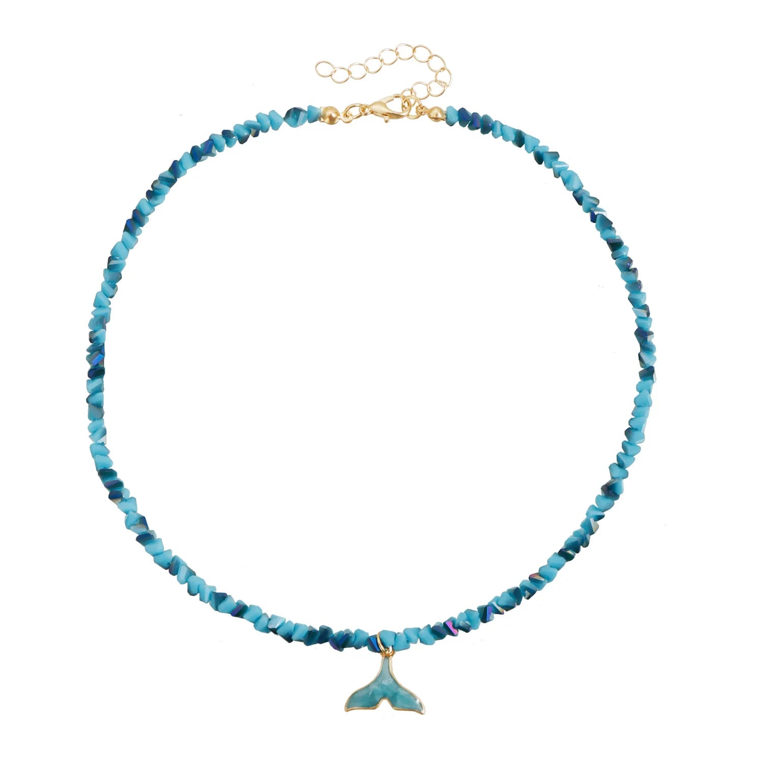 Fashionable Blue Drip-Glazed Dolphin Necklaces for Girls Sweet Elegant Beads Kawaii Jewelry for Women Ladies Accessories Chic