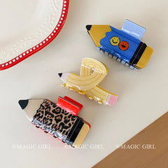 Cute Playful Pencil Shaped Hair Claw Clips for Girls Stripe Fashion Stylish Haarpange for Women Ladies Hair Accessories Trendy