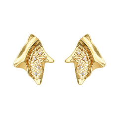 Irregular Hollow Texture Stud Earrings Gold Personality Ins Cool Simple Trendy Earrings Women Unisex Cross-border Wholesale