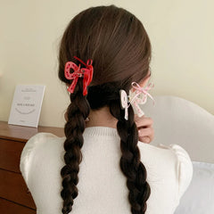 Sweet Cute Bowknot Solid Color Ribbon Hair Claw Clips for Girls Elegant Fashion Haarspange for Women Ladies Hair Accessories