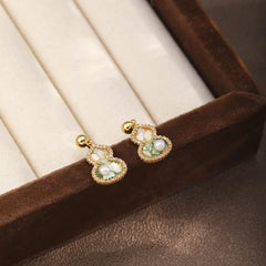 Fashion S925 Silver Shell White Zircon Gourd Drop Earrings for Girls Elegant Jewelry for Women Ladies Wholesale China Factory