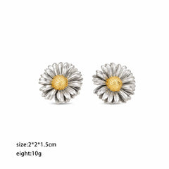 Fashion Copper Flower Chrysanthemum Stud Earrings for Girls Sweet Elegant Jewelry for Women Ladies Wholesale China Supplier
