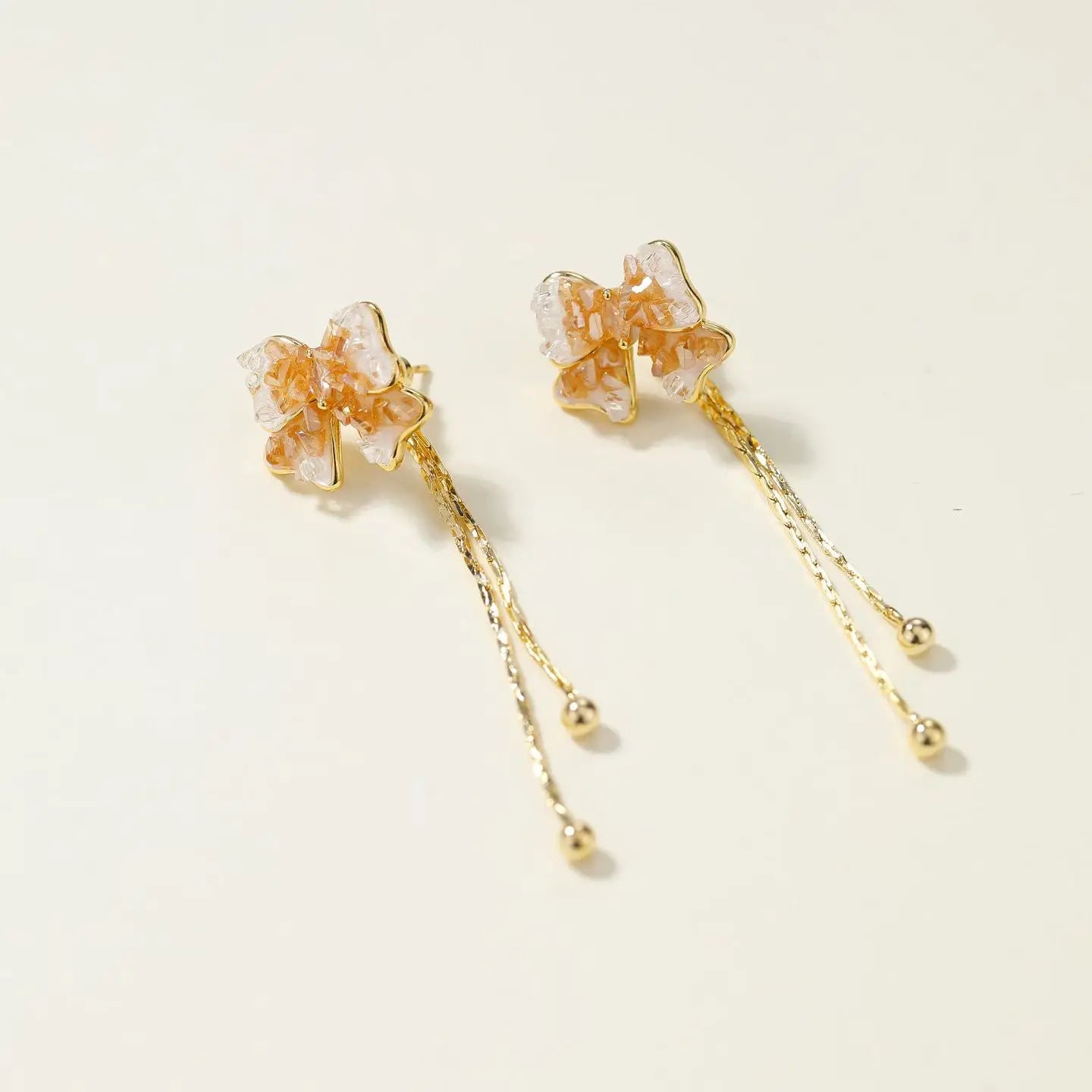 Trendy Dainty Tassel Bowknot Drop Earrings for Girls Elegant Glamorous Jewelry for Women Ladies Accessories Wholesale Charms