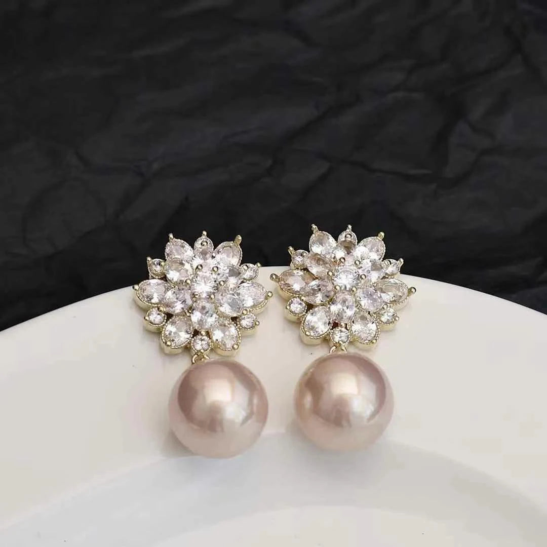 Ladies Latest Imitation Pearl Rhinestone Small Drop Earring Trendy Luxurious Glamorous Wholesale Jewelry Accessories for Office