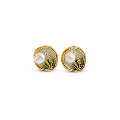 Fashion S925 Silver Freshwater Pearl Stud Earrings for Girls Sweet Flower Drip Glaze 18K Gold Jewelry for Women Ladies Wholesale