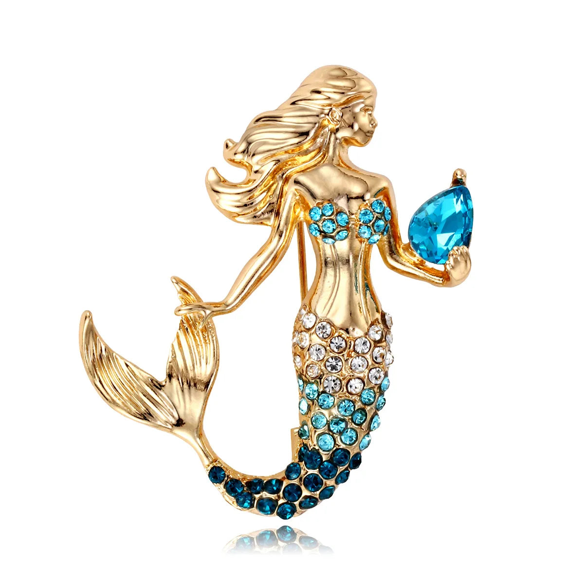 Fashion Alloy Sweet Mermaid Brooches for Girls Elegant Princess Glitter [Pins Jewelry for Women Ladies Accessories Wholesale