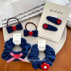 Sweet Cute Bowknot Button Heart Shaped Hair Clips for Baby Girls Elegant Fashion Snap Clips for Kids Children Hair Accessories