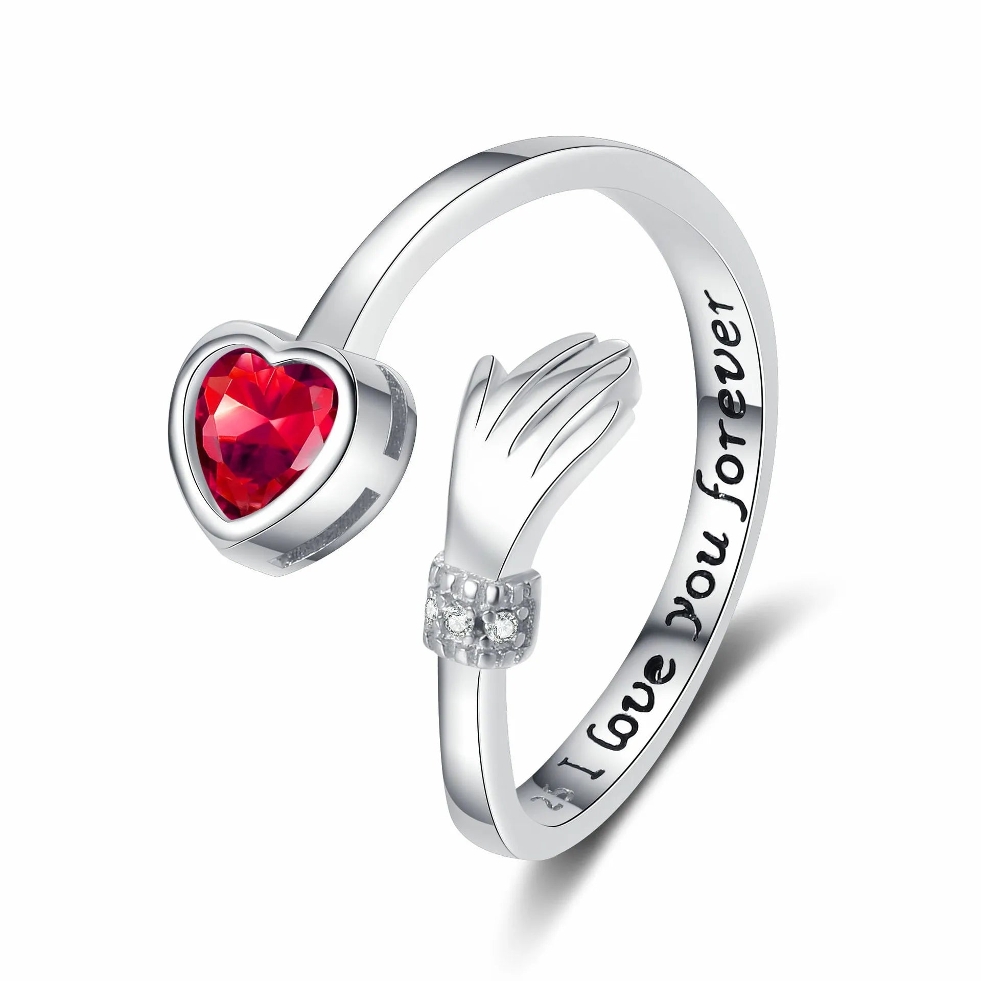 Love Embrace Zircon-encrusted Rings for Women Engraved Open Rings Couple Fashionable Jewelry Accessories Wholesale Best Seller